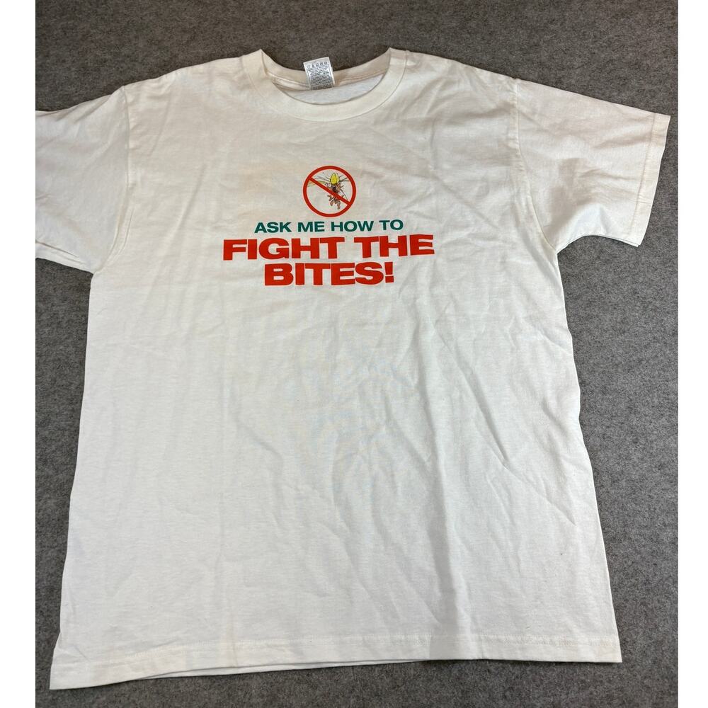 VINTAGE Avon Skin So Plus Fight The Bites Shirt Mens Large White Promo Tee Y2K